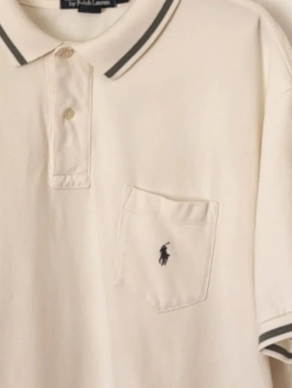 Ralph Lauren Ivory Polo Shirt With Pocket. Size XXL
